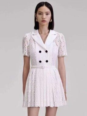 Self-Portrait | Dresses | Selfportrait Cross Front Fine Lace Blue Mini Dress  | Poshmark
